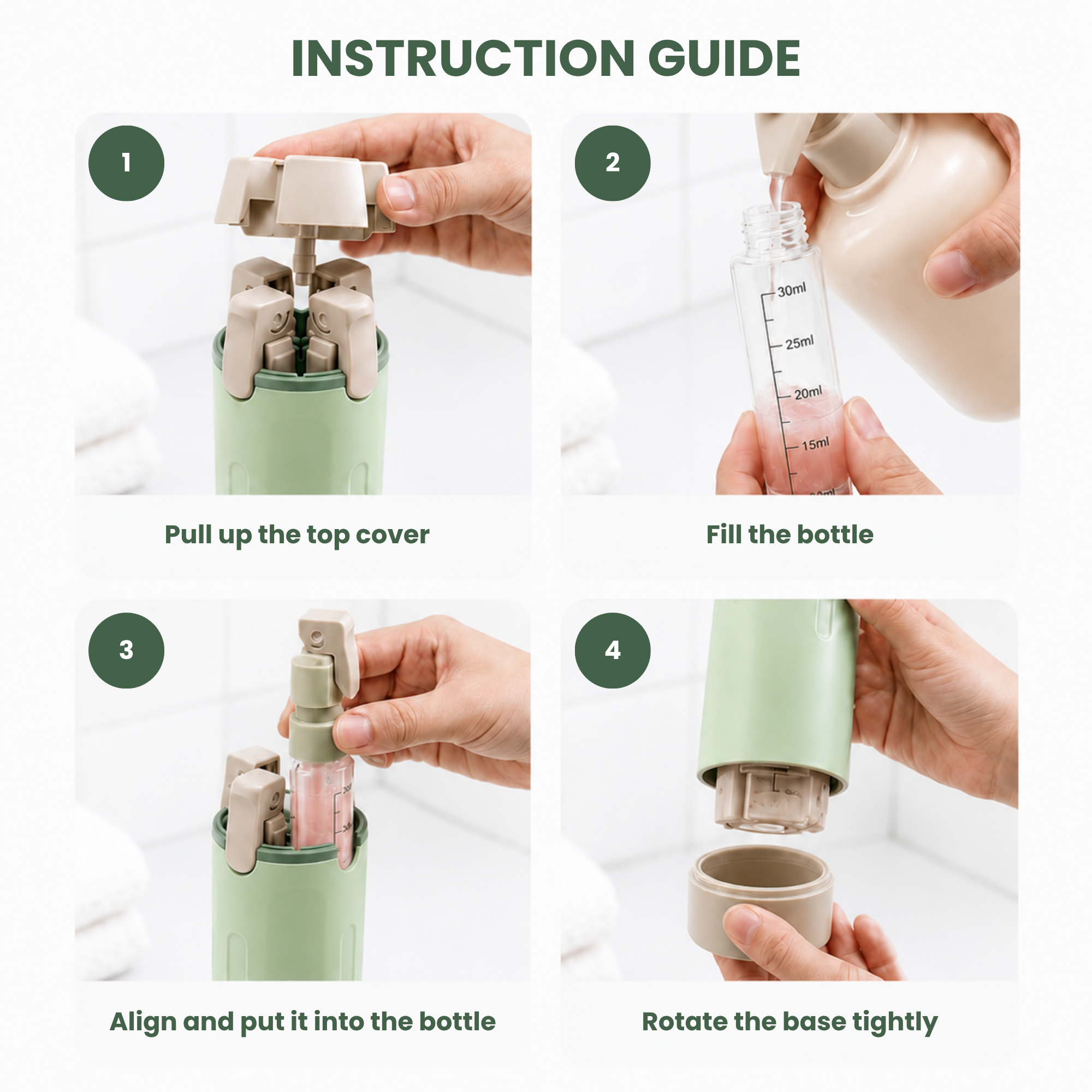 Aurova 4-in-1 Refillable Travel Dispenser